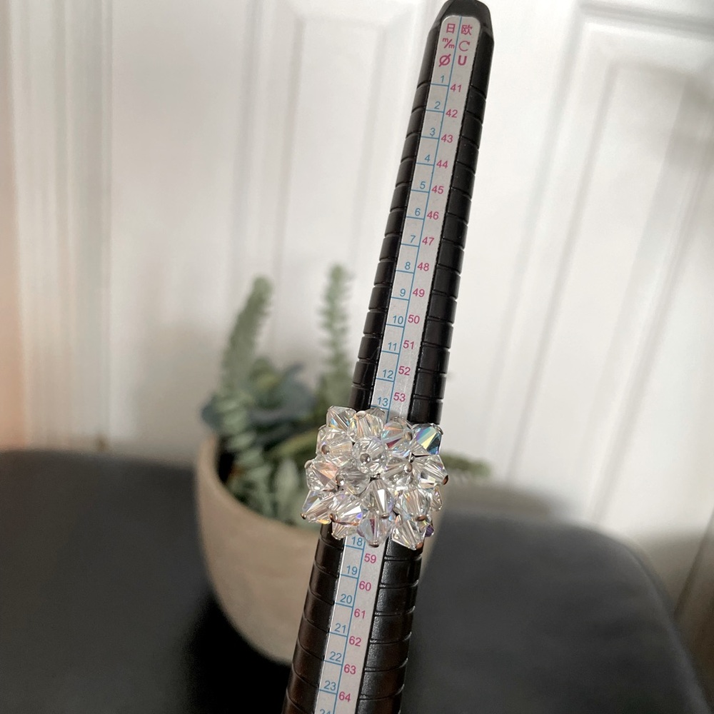 🎯Fashion Ring Adjustable Crystal Zirconia bouquet clear vintage y2k coquette